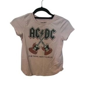 ACDC Band T-Shirt For Those About to Rock Pink Graphic Tee Womens Medium